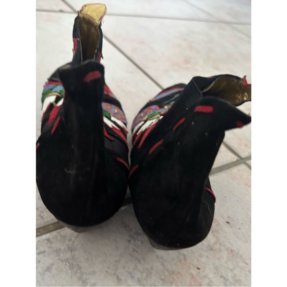 Vintage Zalo Cowboy Booties Horse Boots western heels feather hat design shoes - Picture 9 of 10